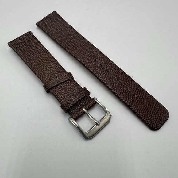 Kenneth Cole Replacement Watch Band 20MM Brown Embossed Leather Silver Buckle - Picture 2 of 9